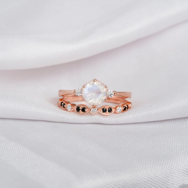Moonstone Engagement Ring Set For Women