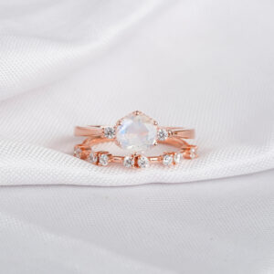 Moonstone Engagement Ring Set For Women