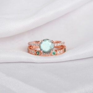 Labradorite Engagement Ring Set For Women