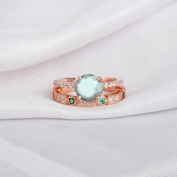 Labradorite Engagement Ring Set For Women
