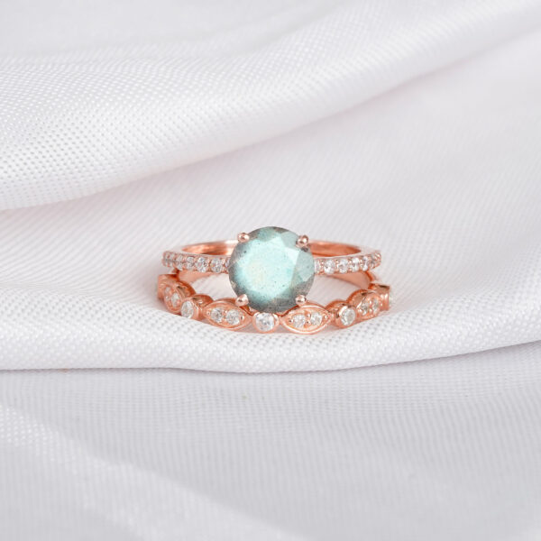 Labradorite Engagement Ring Set For Women