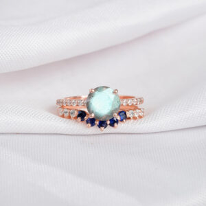 Labradorite Engagement Ring Set For Women