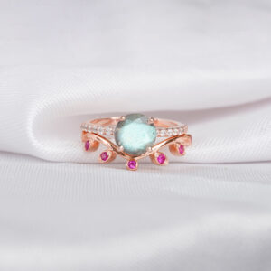 Labradorite Engagement Ring Set For Women