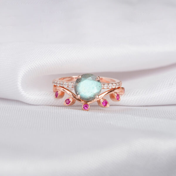 Labradorite Engagement Ring Set For Women