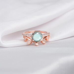 Labradorite Engagement Ring Set For Women