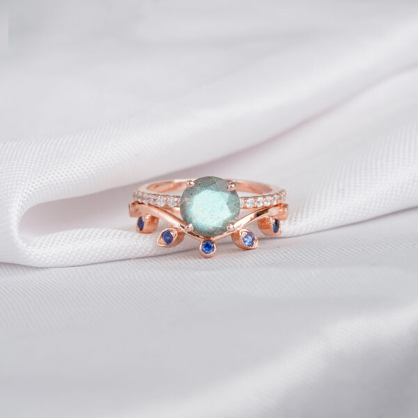 Labradorite Engagement Ring Set For Women