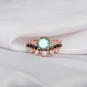 Labradorite Engagement Ring Set For Women