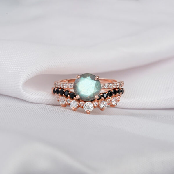 Labradorite Engagement Ring Set For Women