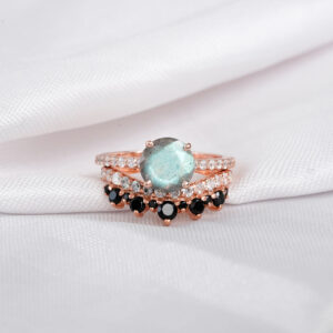 Labradorite Engagement Ring Set For Women