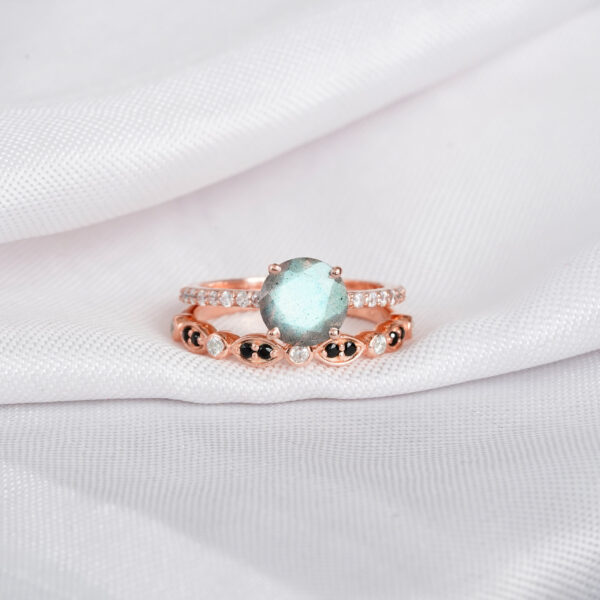 Labradorite Engagement Ring Set For Women