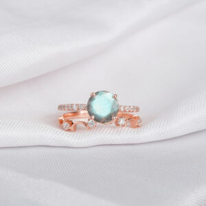 Labradorite Engagement Ring Set For Women