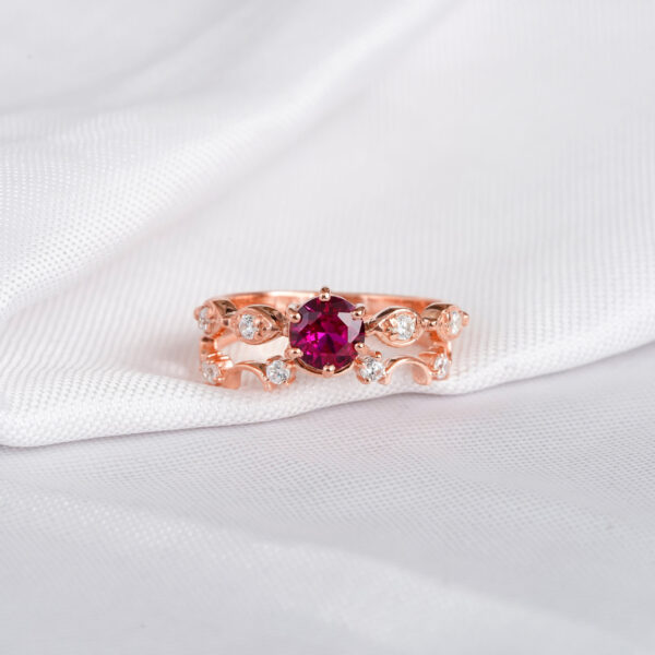 Ruby Engagement Ring Set For Women
