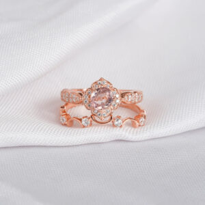 Morganite Engagement Ring Set For Women