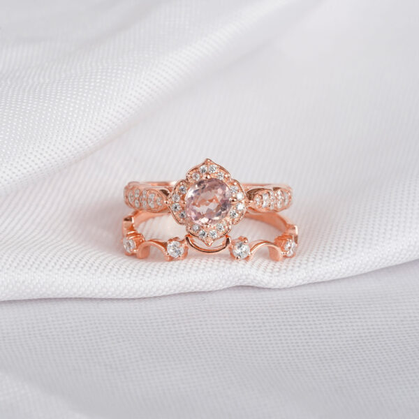 Morganite Engagement Ring Set For Women