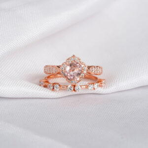 Morganite Engagement Ring Set For Women