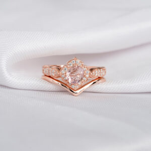 Morganite Engagement Ring Set For Women