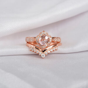 Morganite Engagement Ring Set For Women