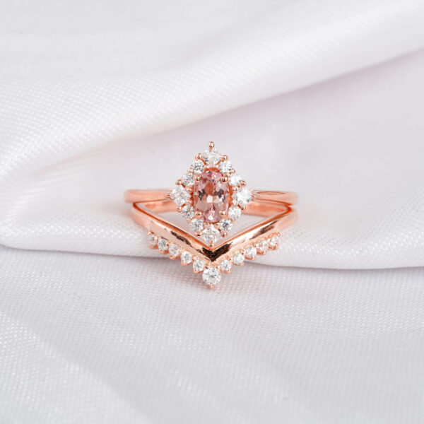 Morganite Engagement Ring Set For Women