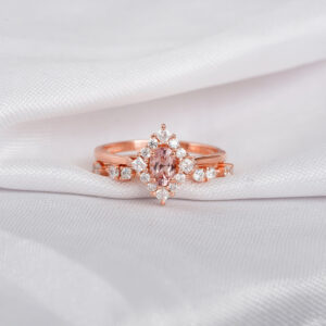 Morganite Engagement Ring Set For Women