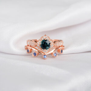 Alexandrite Engagement Ring Set For Women