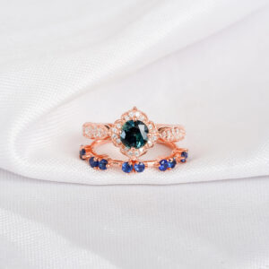 Alexandrite Engagement Ring Set For Women