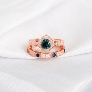 Alexandrite Engagement Ring Set For Women