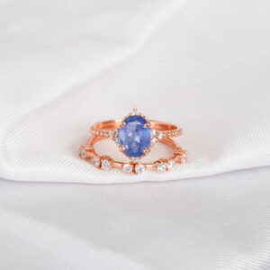 Blue Sapphire Engagement Ring Set For Women