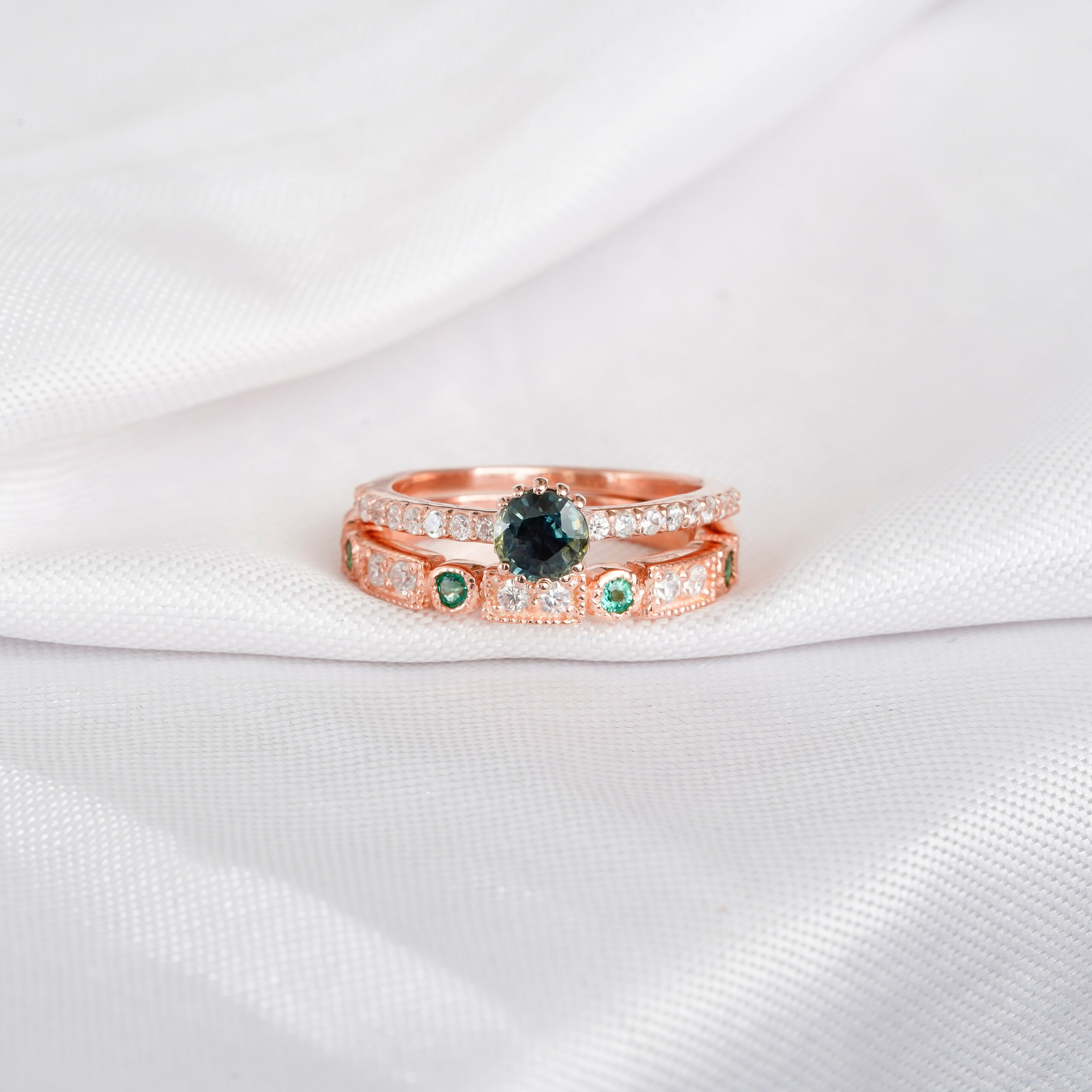 Alexandrite Engagement Ring Set For Women