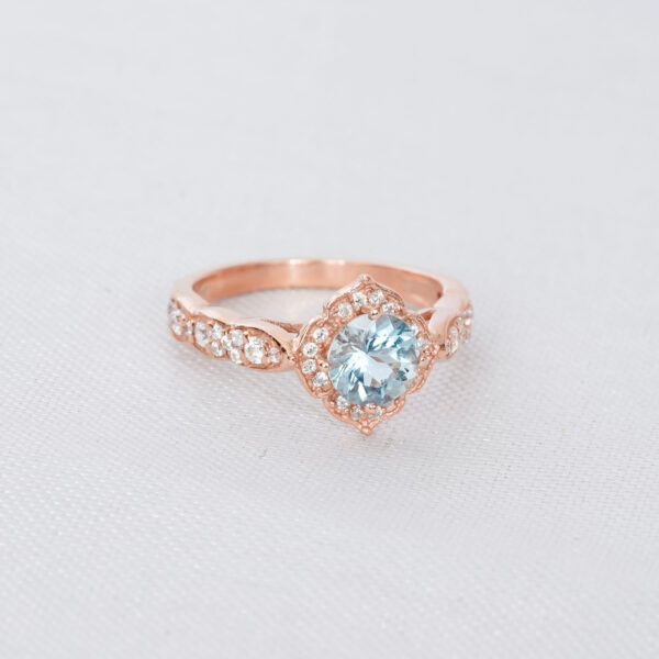 Aquamarine Engagement Ring Set For Women - Image 4