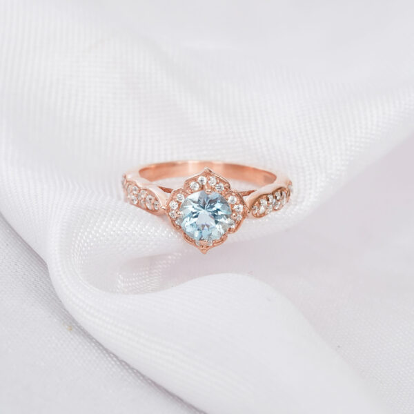 Aquamarine Engagement Ring Set For Women - Image 3