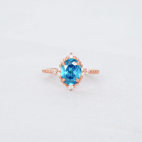 Blue Topaz Engagement Ring Set For Women - Image 3