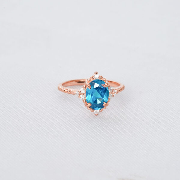 Blue Topaz Engagement Ring Set For Women - Image 5