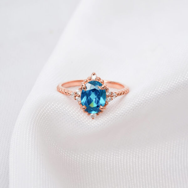 Blue Topaz Engagement Ring Set For Women - Image 6