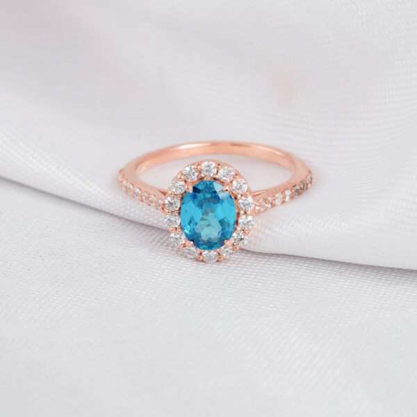 Blue Topaz Engagement Ring Set For Women - Image 5