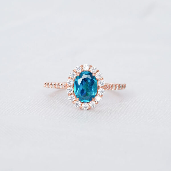 Blue Topaz Engagement Ring Set For Women - Image 4