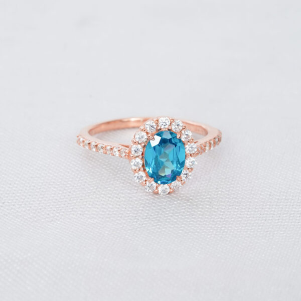 Blue Topaz Engagement Ring Set For Women - Image 3