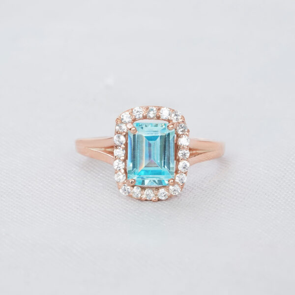 Aquamarine Engagement Ring Set For Women - Image 4