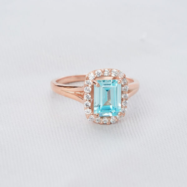 Aquamarine Engagement Ring Set For Women - Image 5