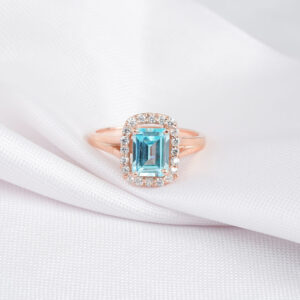 Emerald Cut Aquamarine Ring for Women