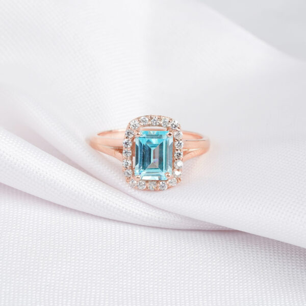 Aquamarine Engagement Ring Set For Women - Image 3