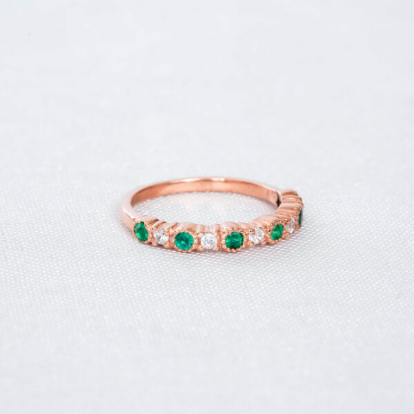 Emerald Diamond Wedding Band For Women - Image 3