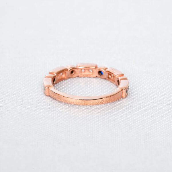 Blue Sapphire Diamond Wedding Band For Women - Image 4