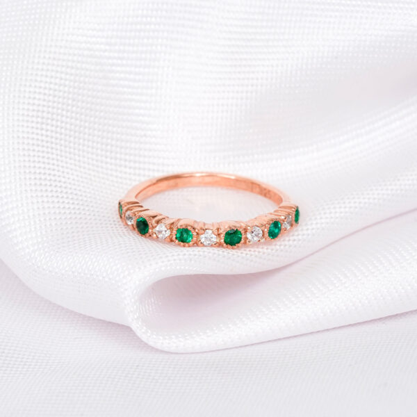 Emerald Diamond Wedding Band For Women