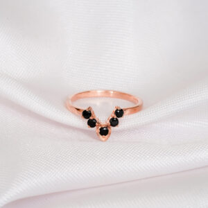 Black Onyx & Diamond Wedding Band For Women