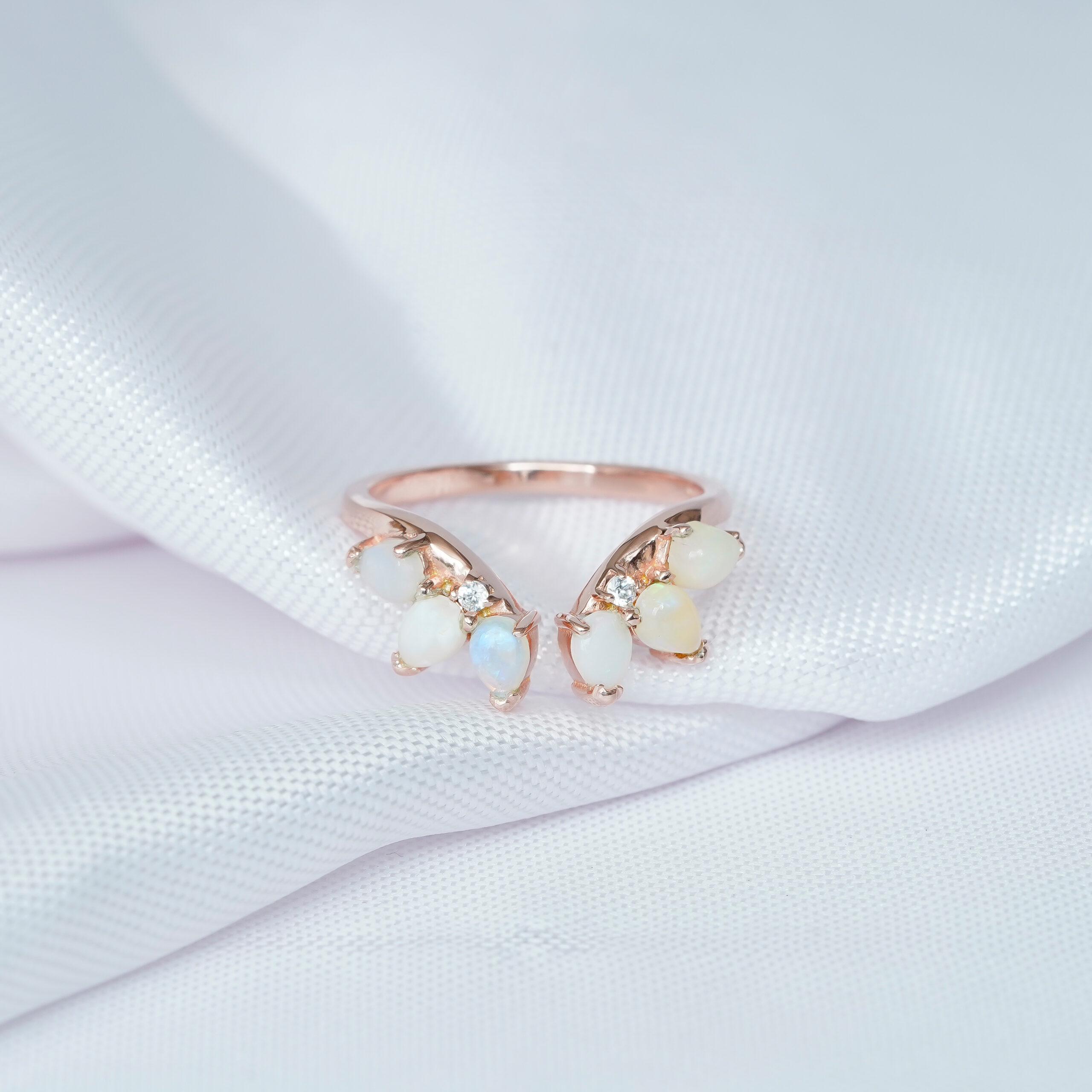 Opal Diamond Wedding Band For Women - Image 7