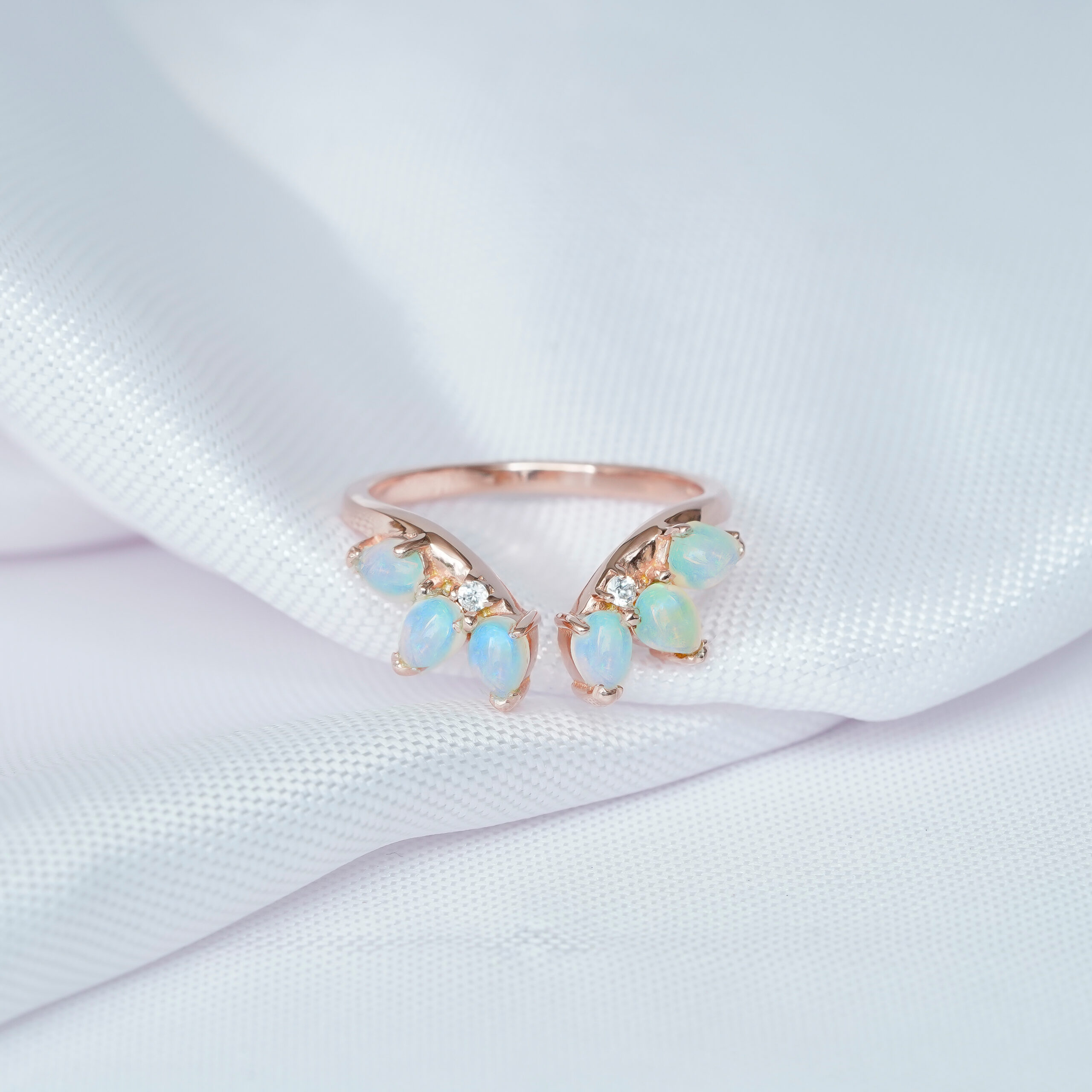 Opal Diamond Wedding Band For Women