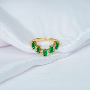 Emerald Diamond Wedding Band For Women