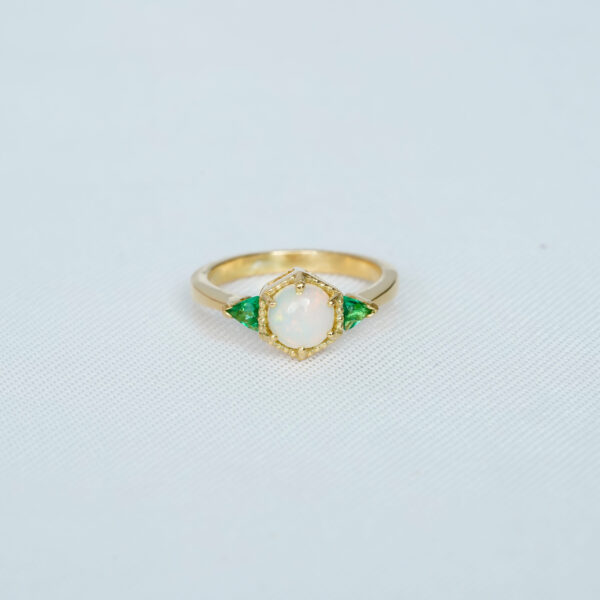 Round Opal Engagement Ring for Women - Image 2