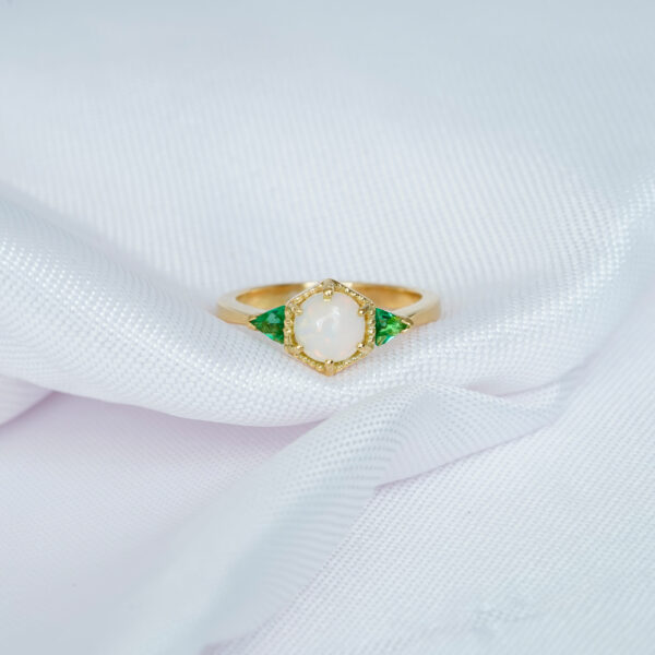Round Opal Engagement Ring for Women
