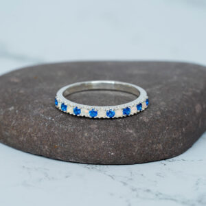 Opal & Blue Sapphire Wedding Band For Women